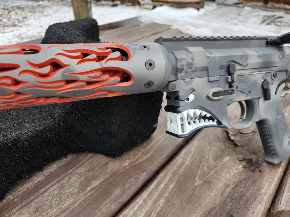 Orange flame handguard AR