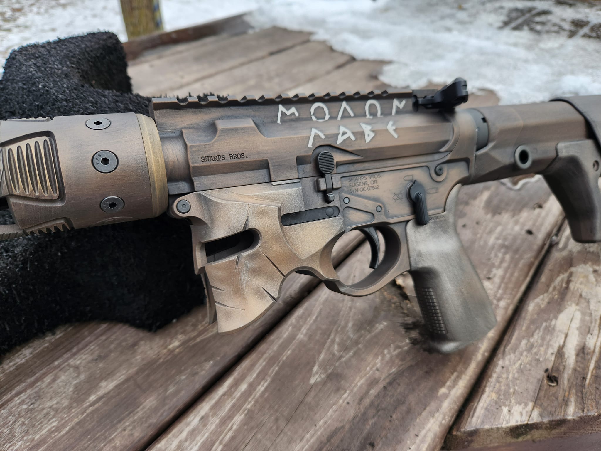 Molon Labe Sharps Bros AR distressed bronze