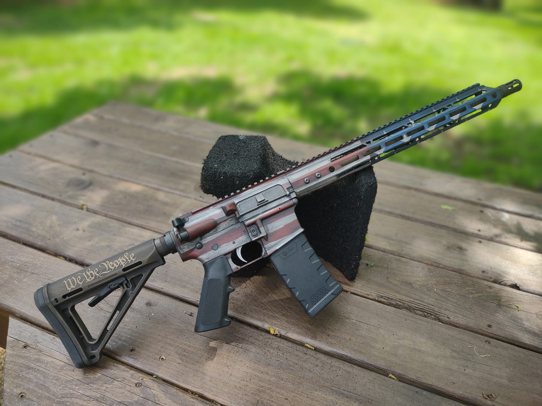 We The People distressed AR-15 cerakote